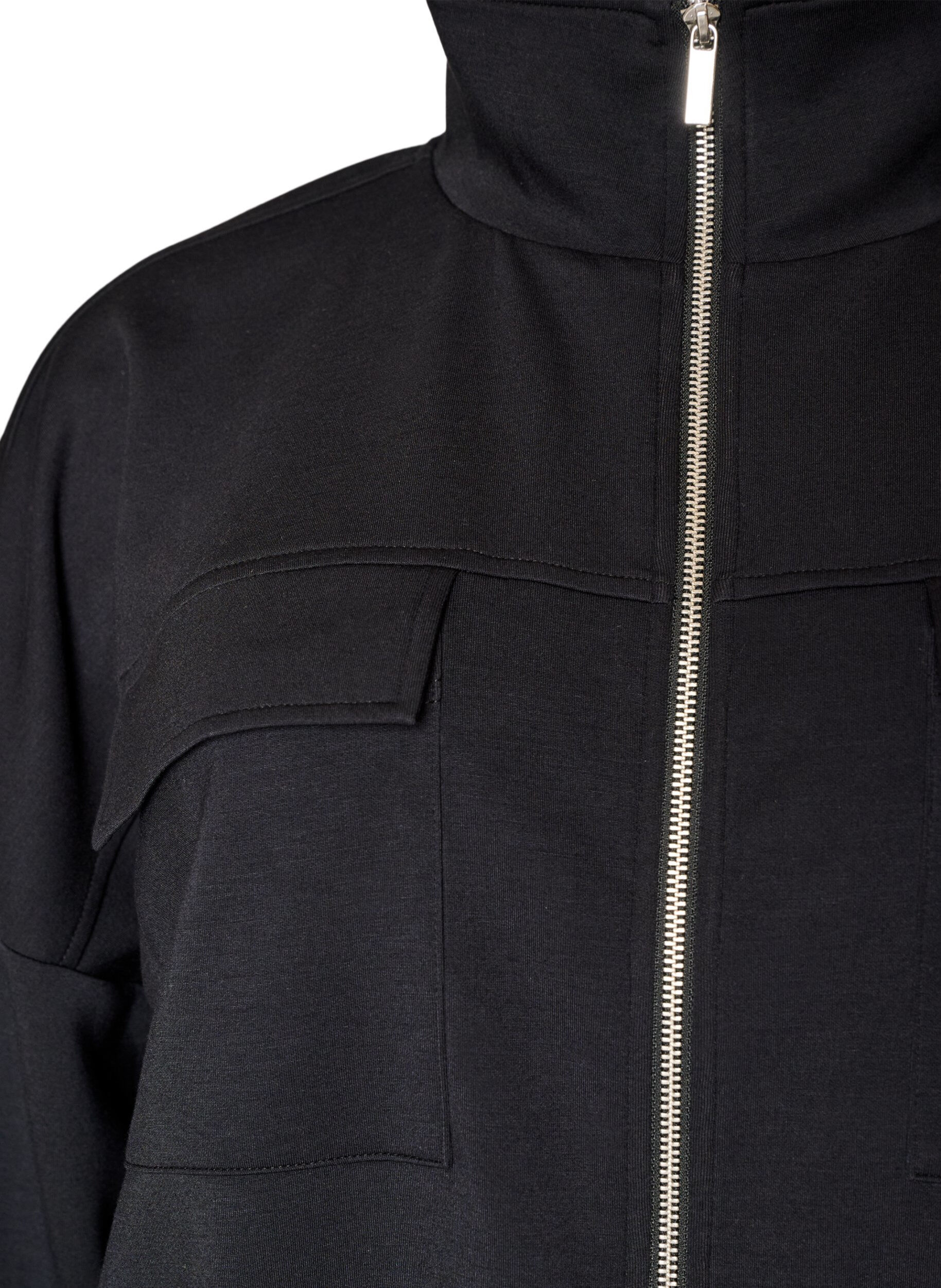 ZizziCardigan aus Jersey mit Rei&szlig;verschluss und hohem Kragen, Schwarz, Packshot image number 2