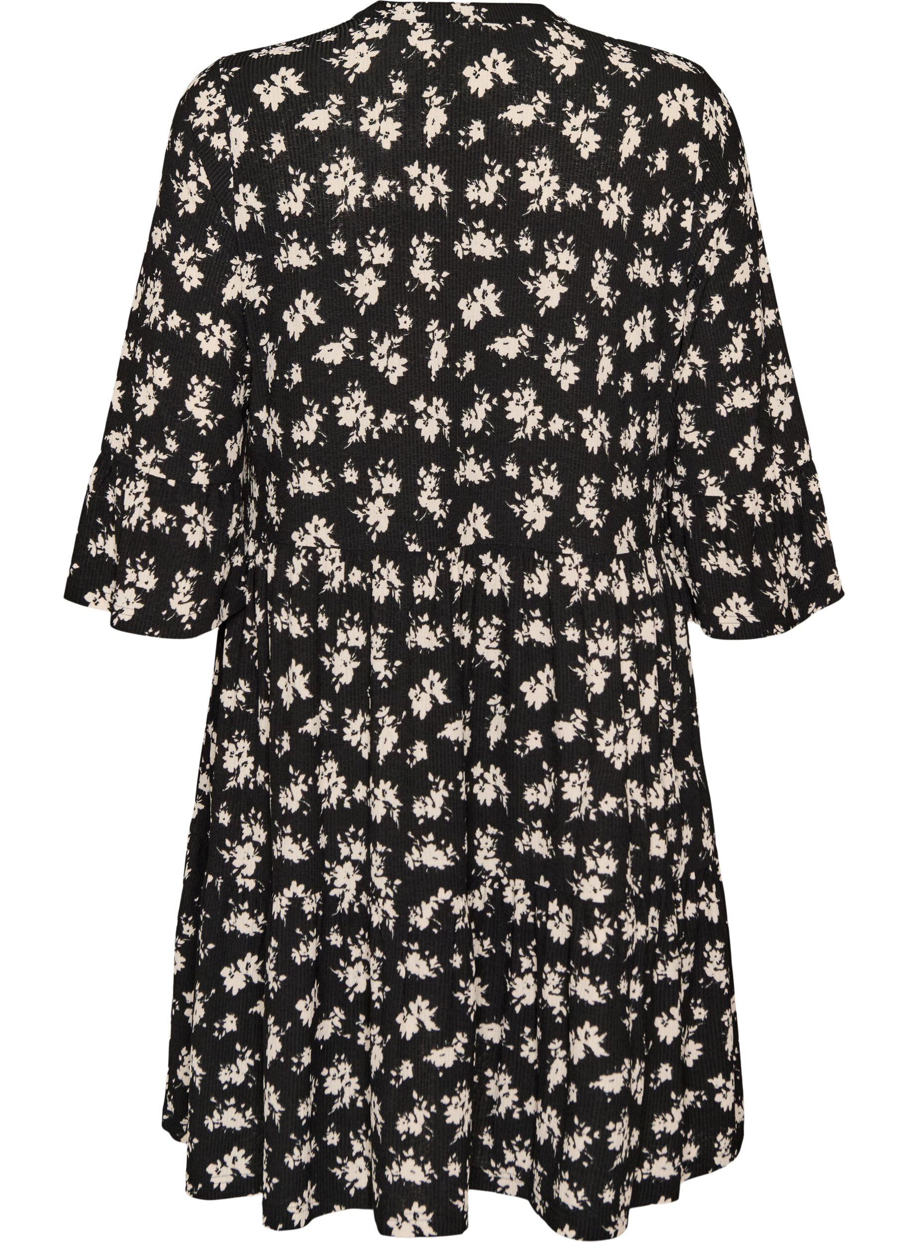 ZizziKurzes A-Linien-Kleid aus Jersey mit Allover-Print, Schwarz, Packshot image number 1