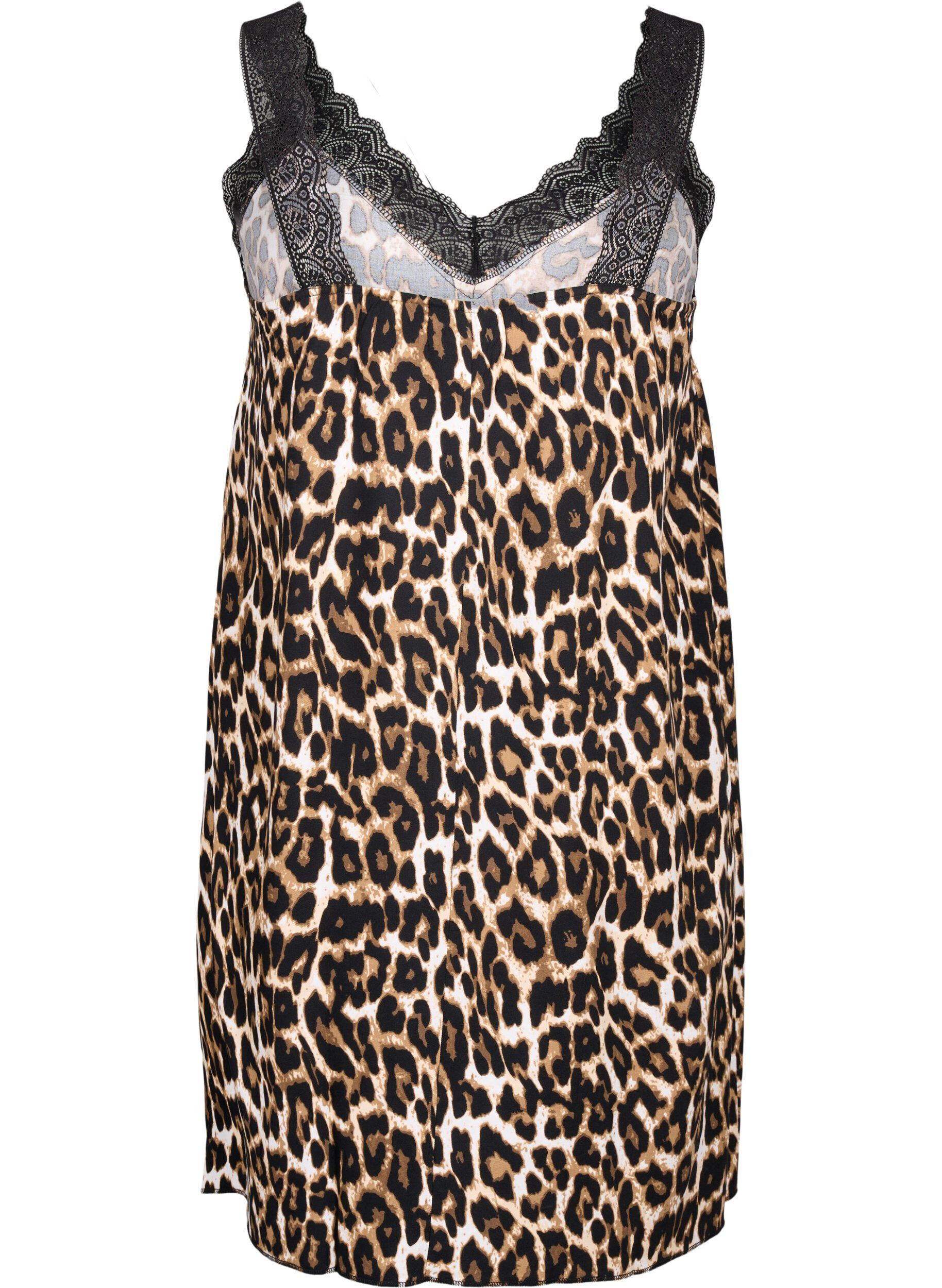 Zizzi Tr&auml;gerkleid aus Viskose mit Spitze, Leopard, Packshot image number 1