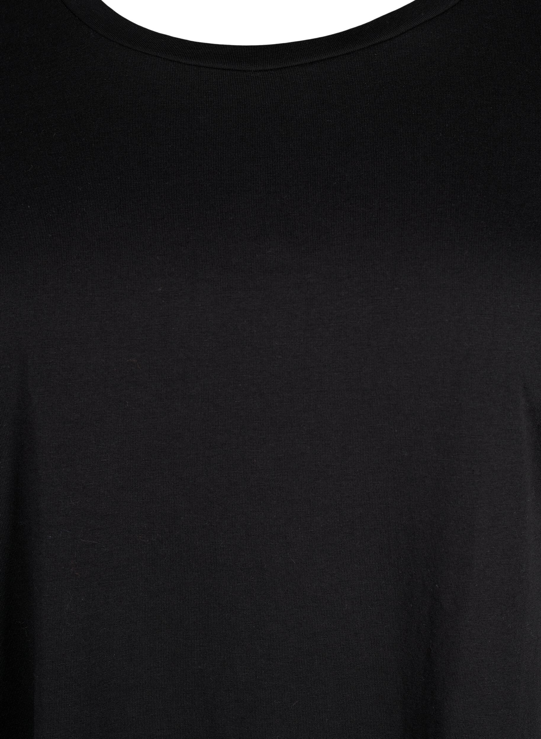 ZizziKurz&auml;rmeliges T-Shirt aus einer Baumwollmischung, Schwarz, Packshot image number 2