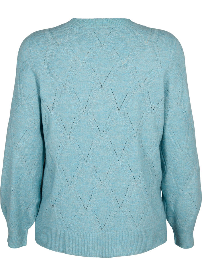 Gestrickter Pullover mit Lochmuster, Reef Waters Mel., Packshot image number 1