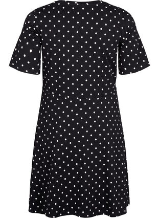 Baumwollkleid mit kurzen Ärmeln und Punkten, Black w. White Dot, Packshot image number 1