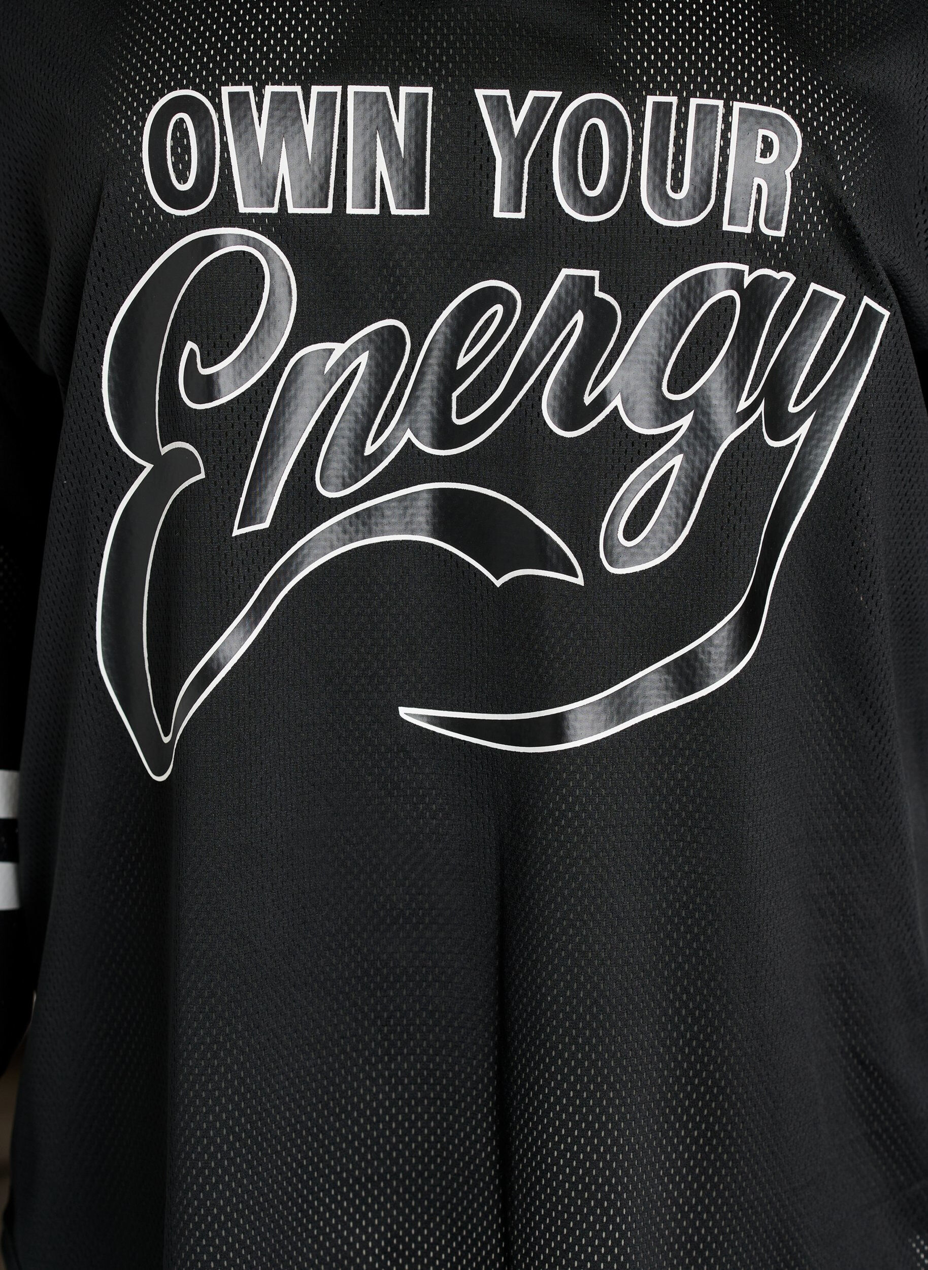 ZizziSportliches Top aus Mesh mit Textprint, Schwarz, Packshot image number 2