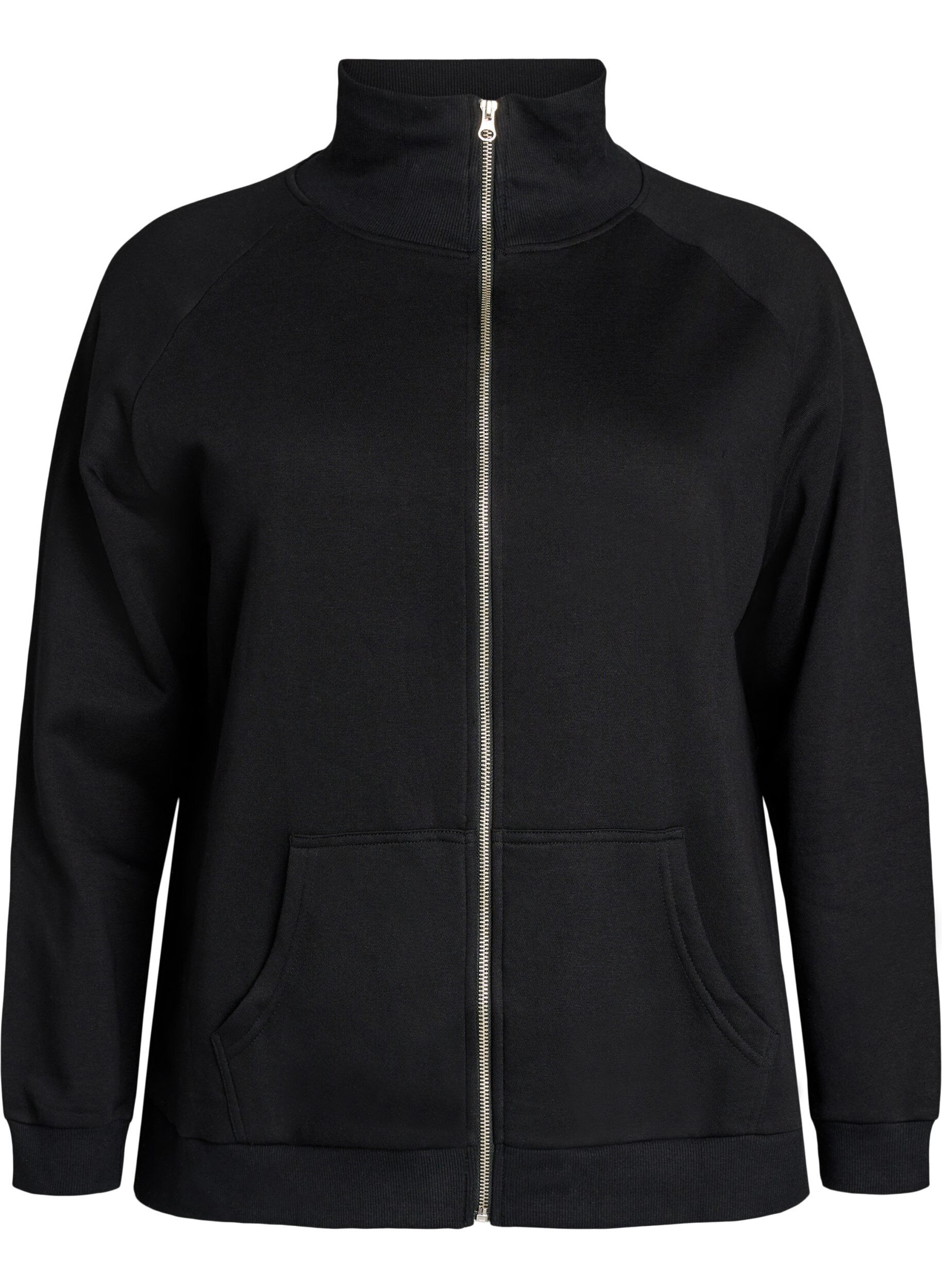 Sweatjacke mit hohem Kragen und Rei&szlig;verschluss