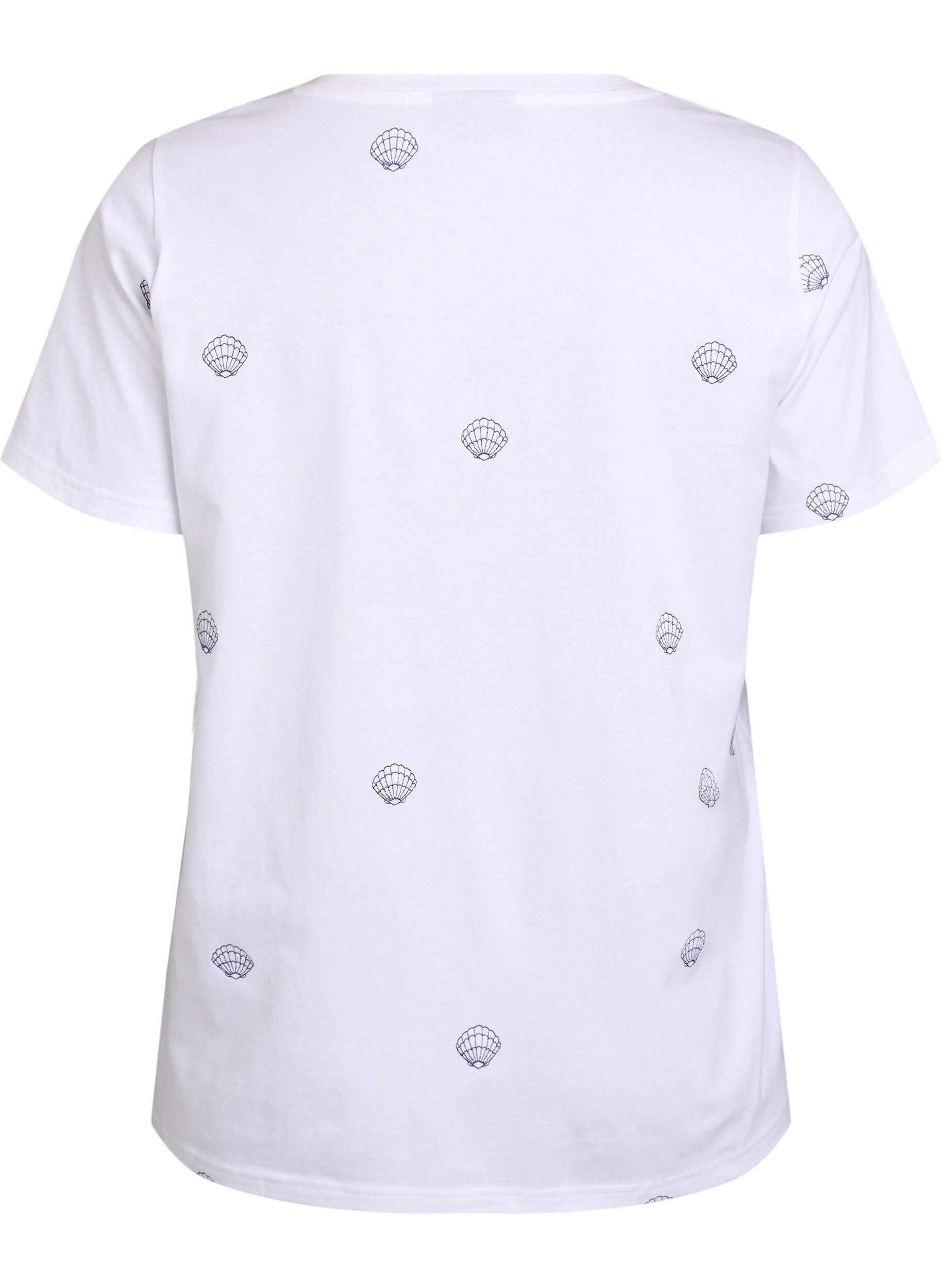 Zizzi T-Shirt aus Bio-Baumwolle mit aufgestickten Motiven, Wei&szlig;, Packshot image number 1