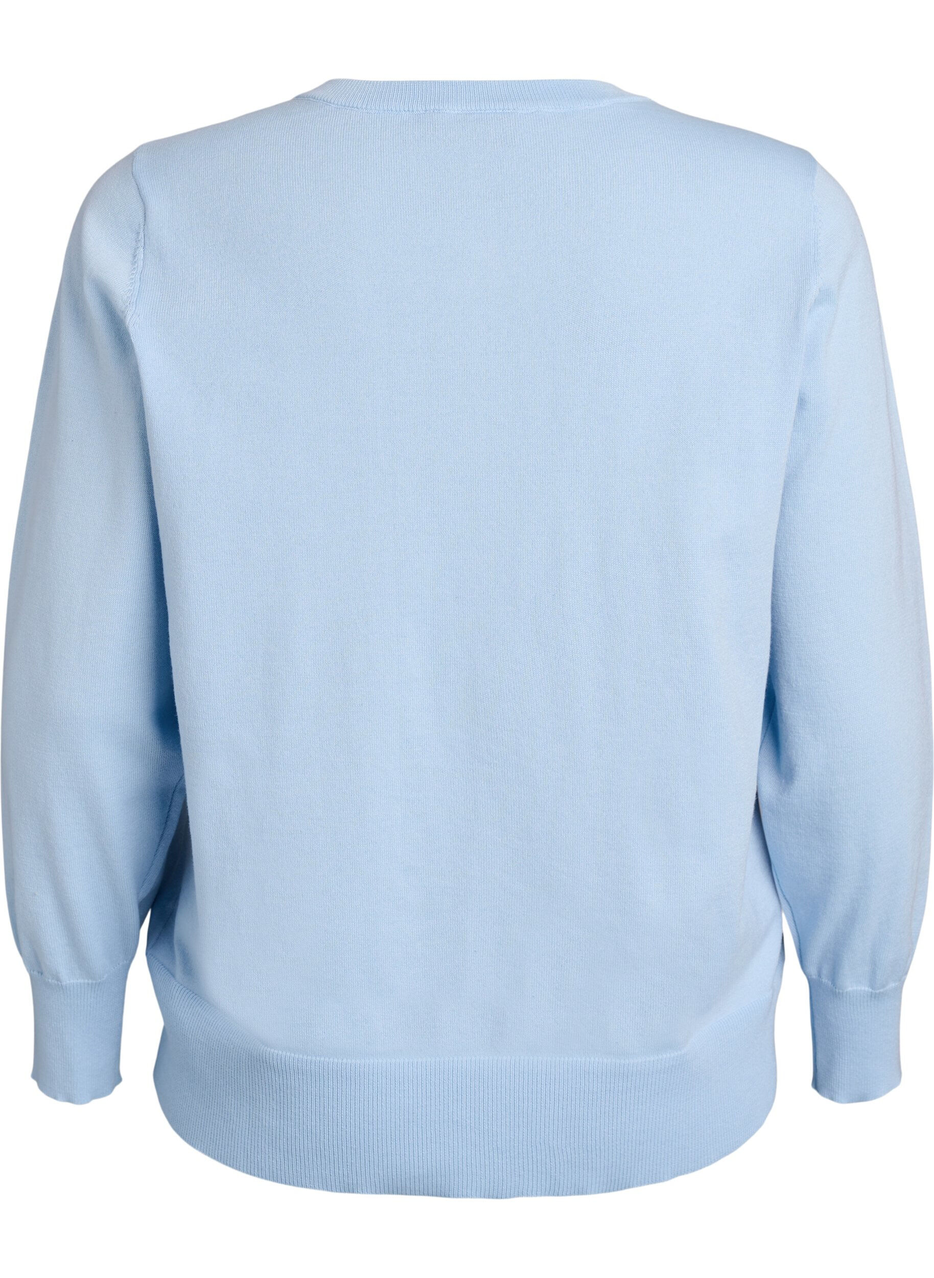 ZizziFeinstrick-Strickjacke mit Rundhalsausschnitt, Blau, Packshot image number 1