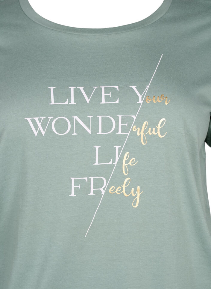 Kurzärmliges T-Shirt aus Baumwolle mit Gummizug am Saum, Chinois G. W. Live, Packshot image number 2