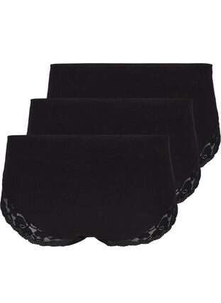 3er Pack Hipster-Panties mit Spitzenbündchen, Black, Packshot image number 1