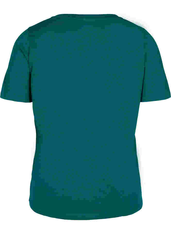 T-Shirt aus Bio-Baumwolle mit V-Ausschnitt, Teal Green, Packshot image number 1
