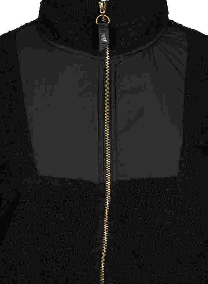 Sportjacke mit Reißverschluss aus Teddystoff, Black, Packshot image number 2