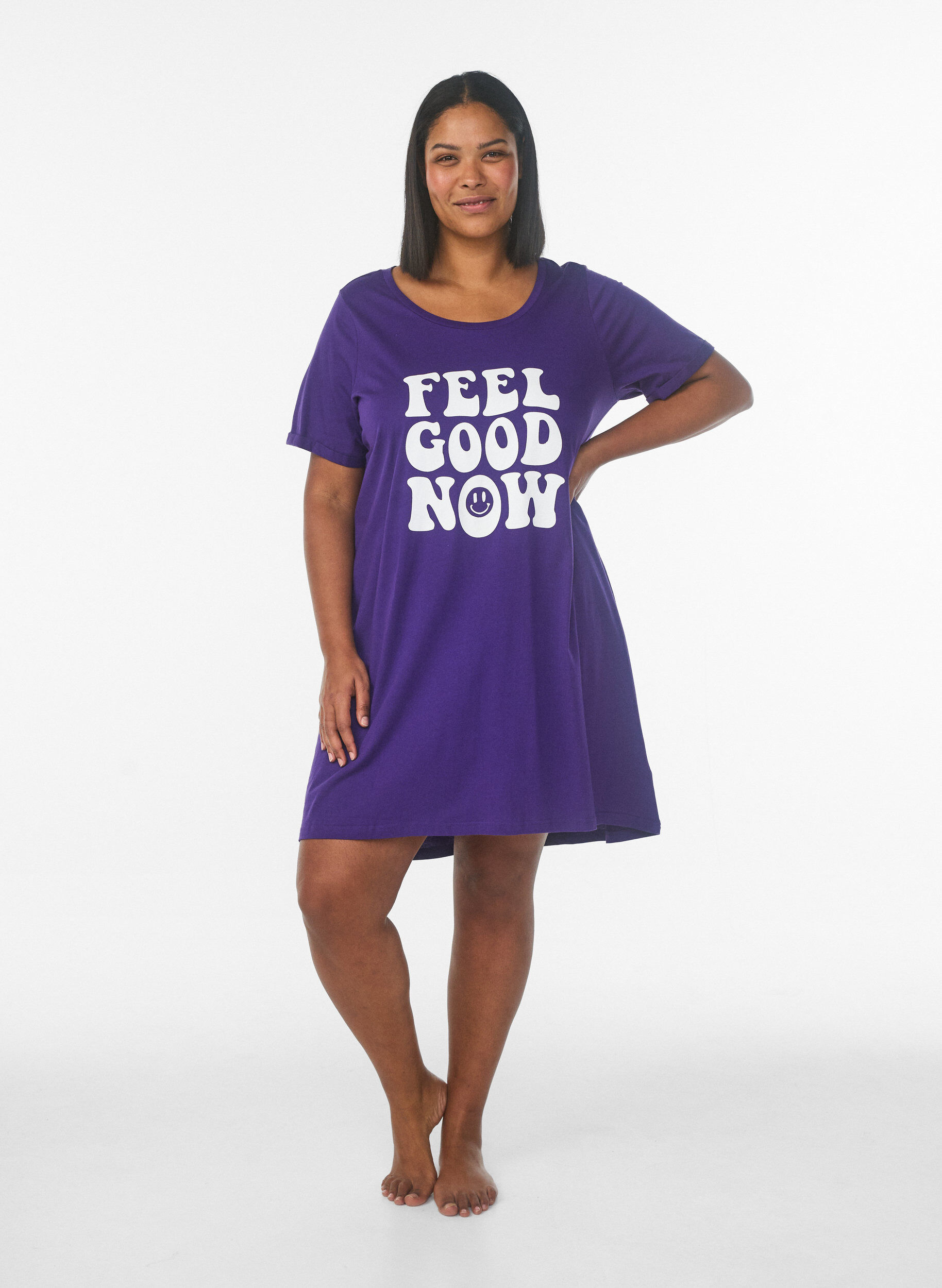 ZizziKurz&auml;rmeliges Nachthemd aus Bio-Baumwolle, Blau, Model image number 1