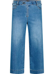 Cropped Jeans mit breitem Bein, Blue denim, Packshot