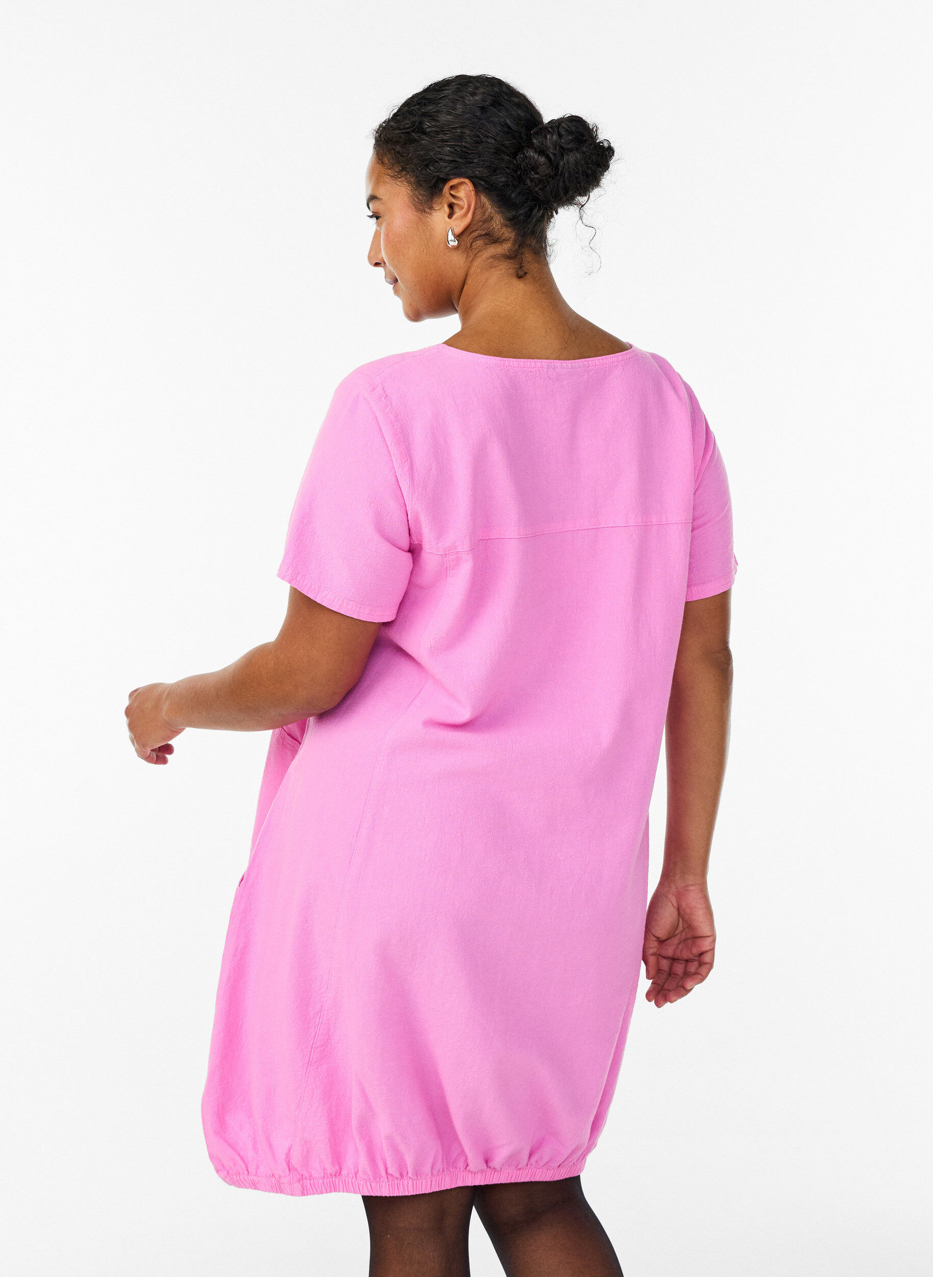 ZizziKurzarm Kleid aus Baumwolle, Pink, Model image number 2