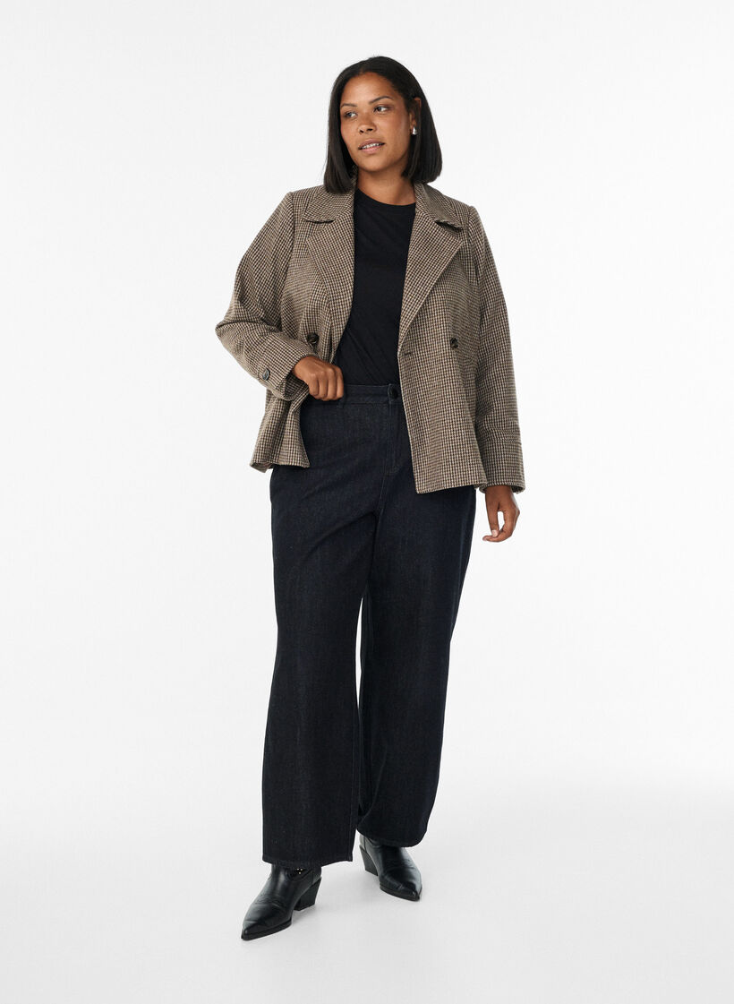 Kurzer zweireihiger Blazer, Braun, Model image number 1