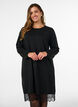 Kurzes Kleid aus Strick mit Spitzensaum, Schwarz, Model image number 0