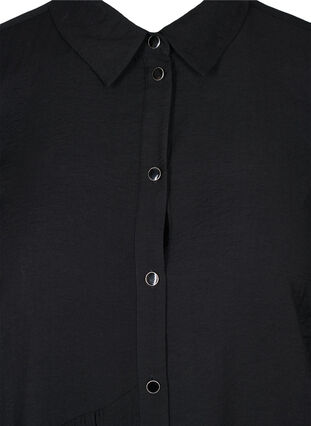 Einfarbiges Hemdkleid mit A-Linie, Black, Packshot image number 2