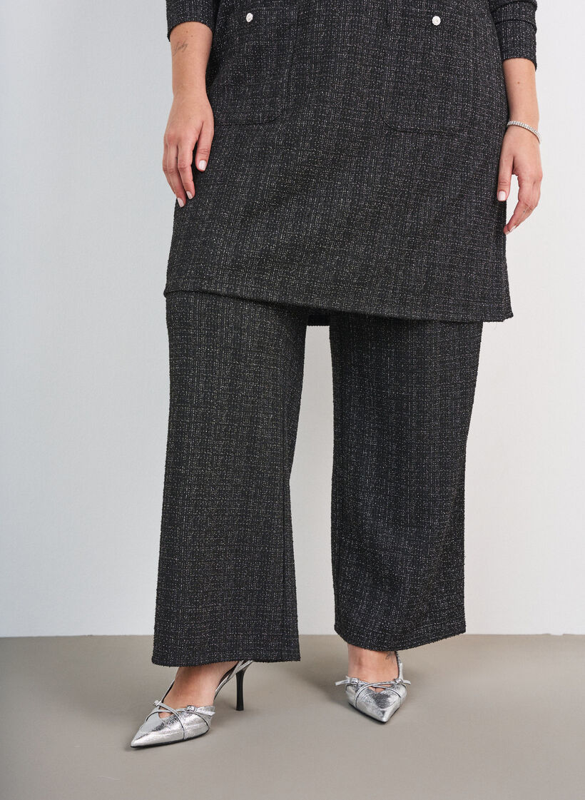 Hose aus Boucl&eacute; mit geradem Bein, Schwarz, Model image number 2