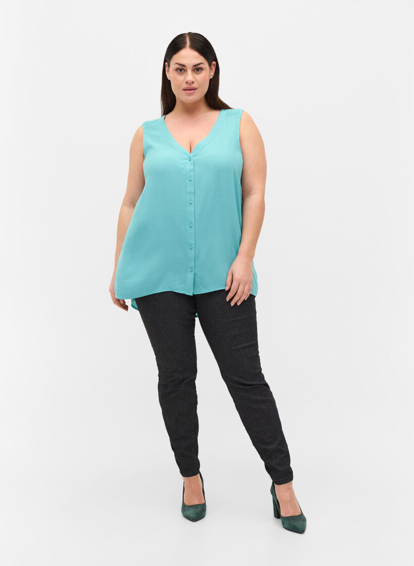 Viskosetop mit Knöpfen, Aqua Sea, Model image number 2