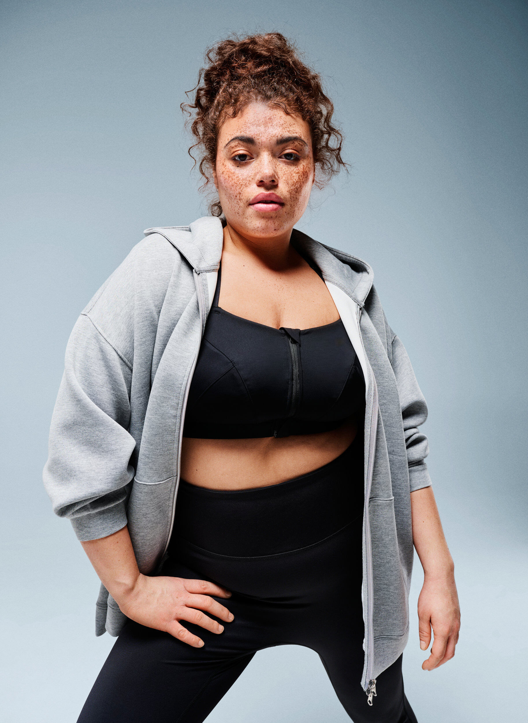 Scuba-Hoodie mit Rei&szlig;verschluss und Taschen