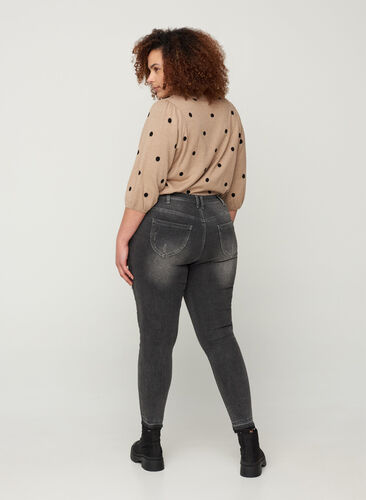 Super Slim Amy Jeans mit Schlitz, Grey Denim, Model image number 0