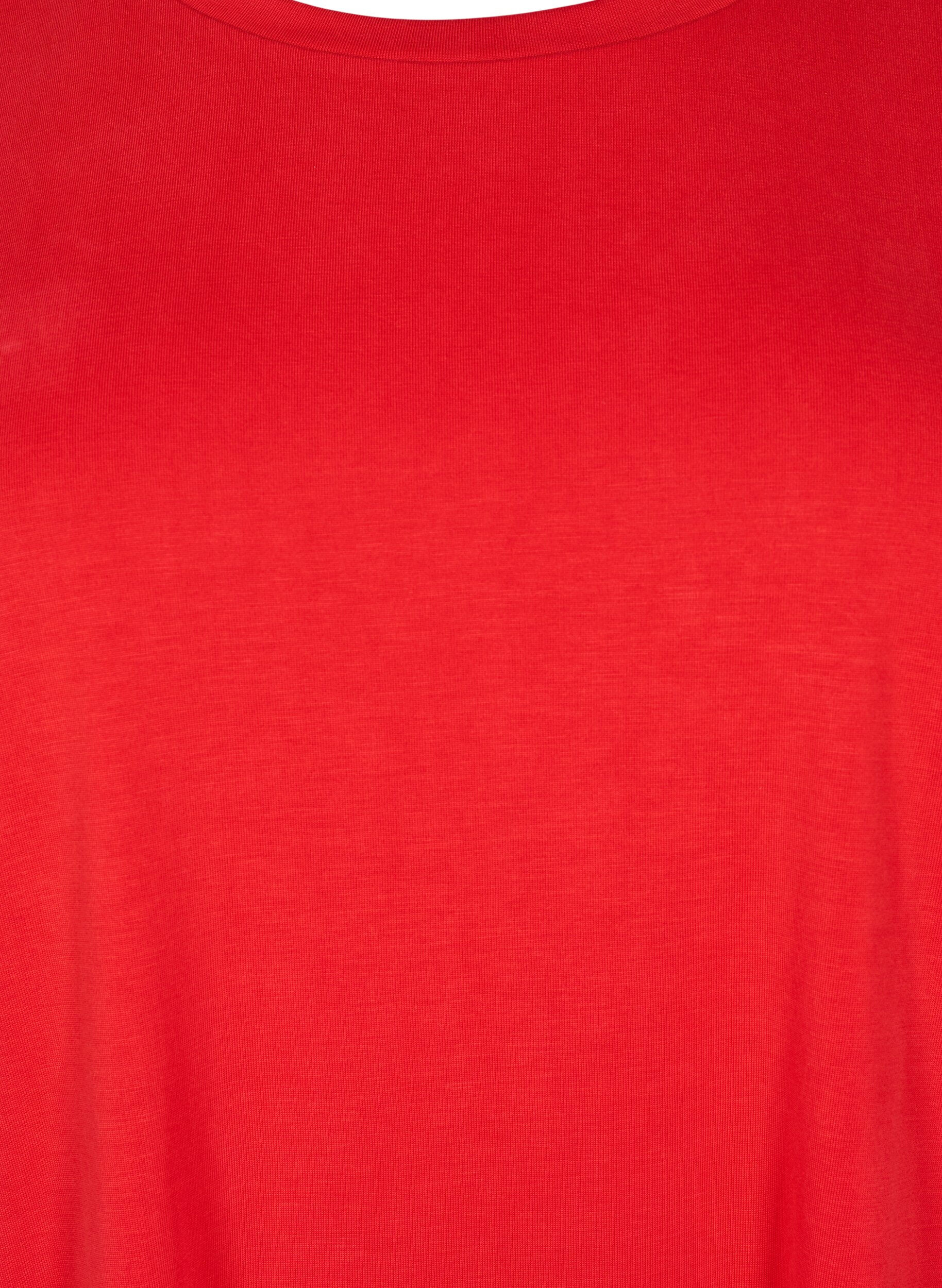 Zizzi T-Shirt aus TENCEL&trade; Modal mit Rundhalsausschnitt, Rot, Packshot image number 2