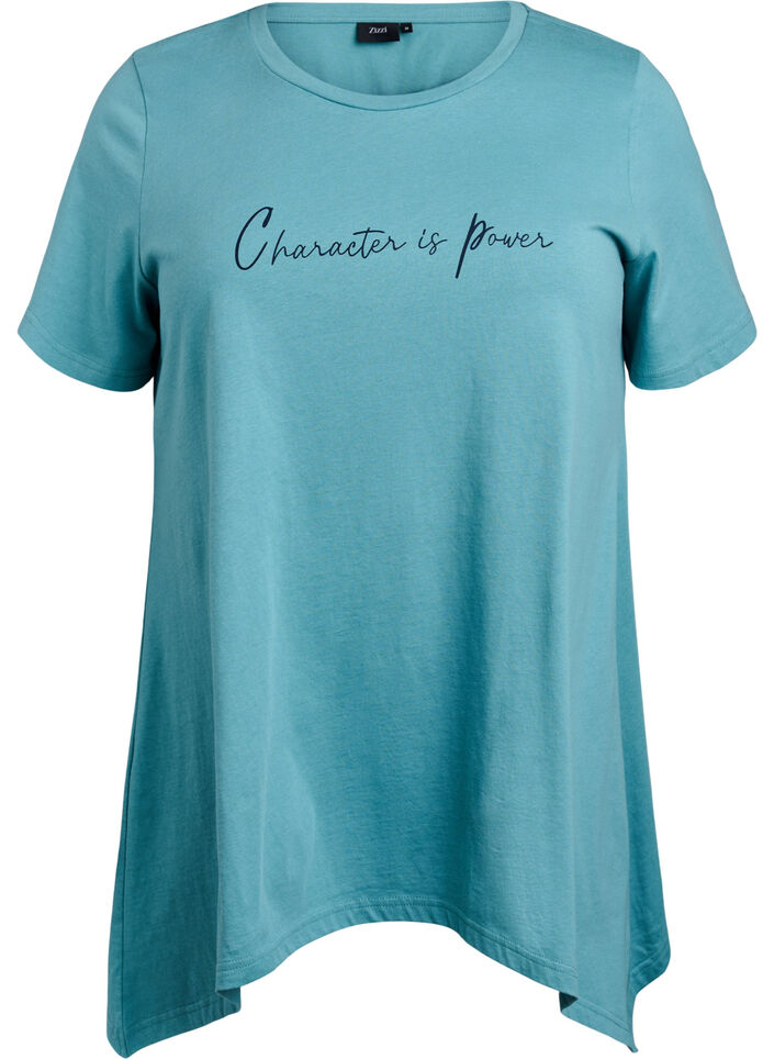 T-Shirt mit Rundhalsausschnitt und A-Linie, Grün, Packshot image number 0