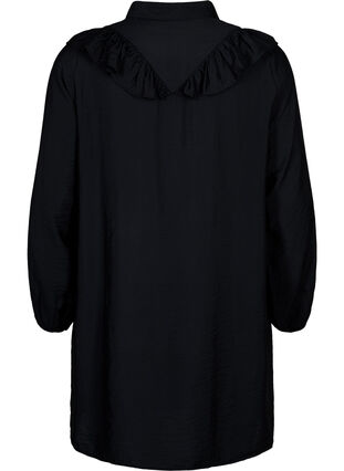 Hemdblusenkleid mit Rüschen und Stickereien - Schwarz - Gr. S - Zizzi