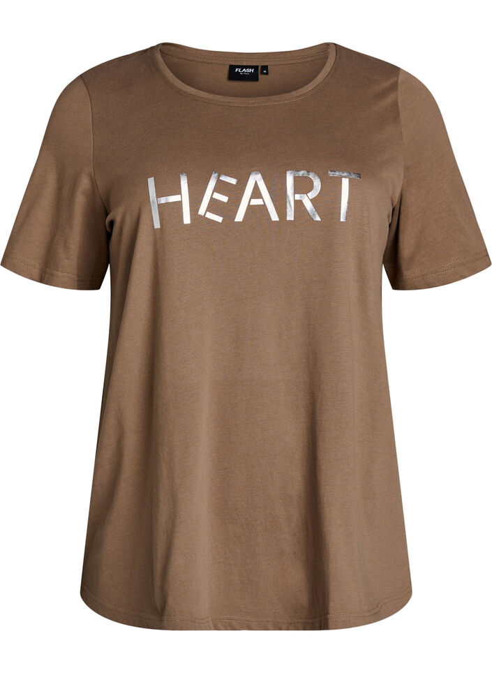 T-Shirt mit Print, Braun, Packshot image number 0