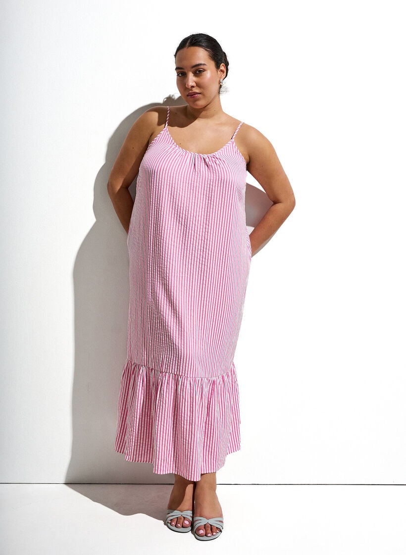 Sommerkleid mit Streifen und A-Linie, Pink, Image image number 0