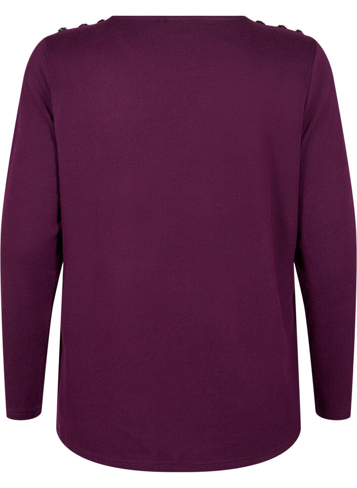 Bluse mit Zierknöpfen, Lila, Packshot image number 1