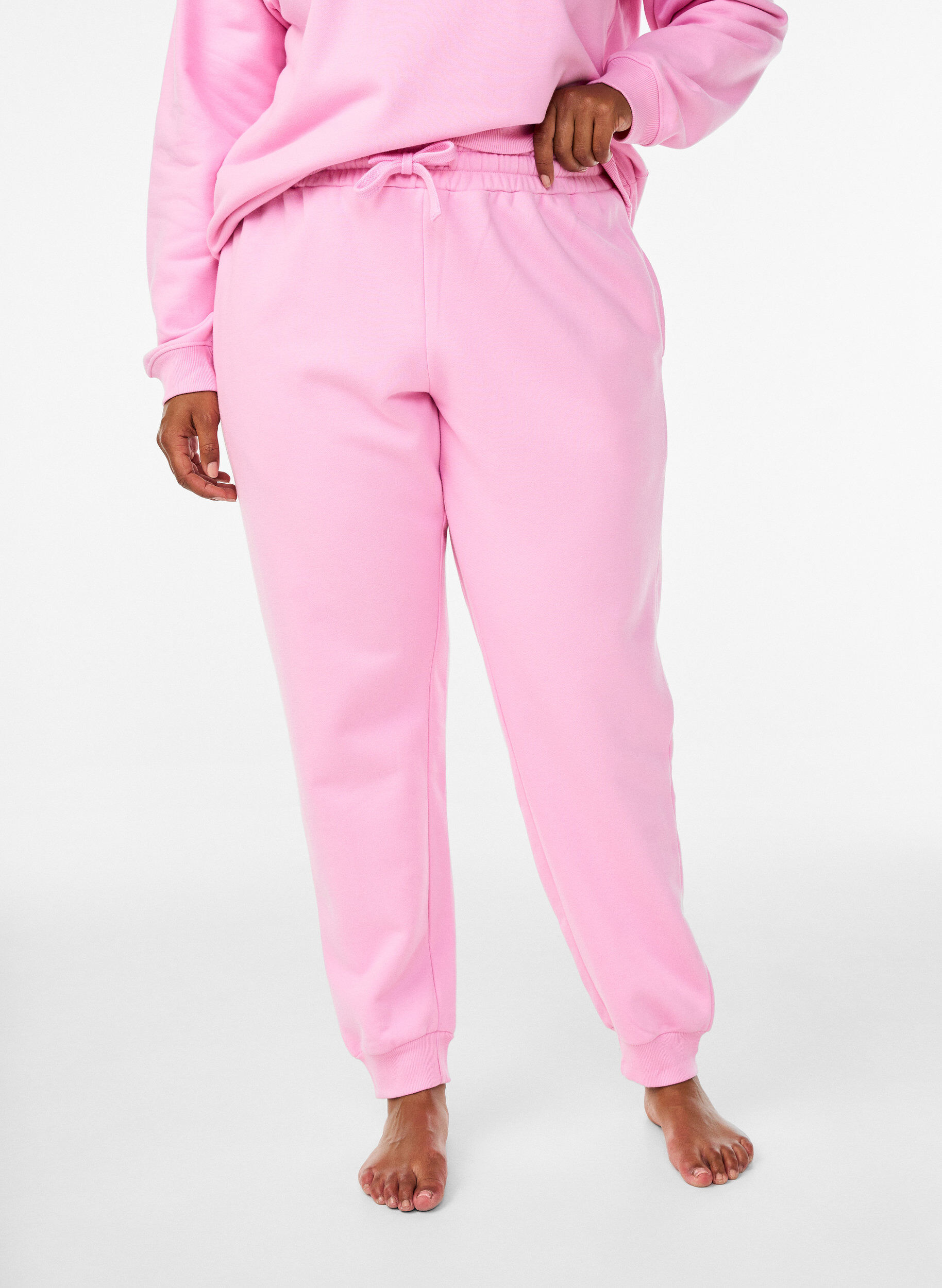 Zizzi Hochtaillierte Jogginghose, Pink, Model image number 2