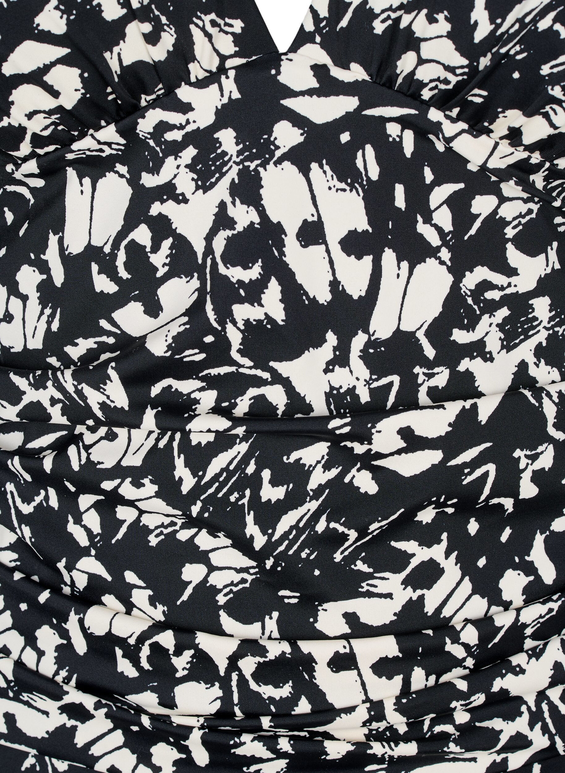 Zizzi Gemusterter Badeanzug mit tiefem V-Ausschnitt, Schwarz, Packshot image number 2