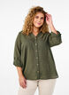 Baumwollbluse mit V-Ausschnitt, Gr&uuml;n, Model image number 0