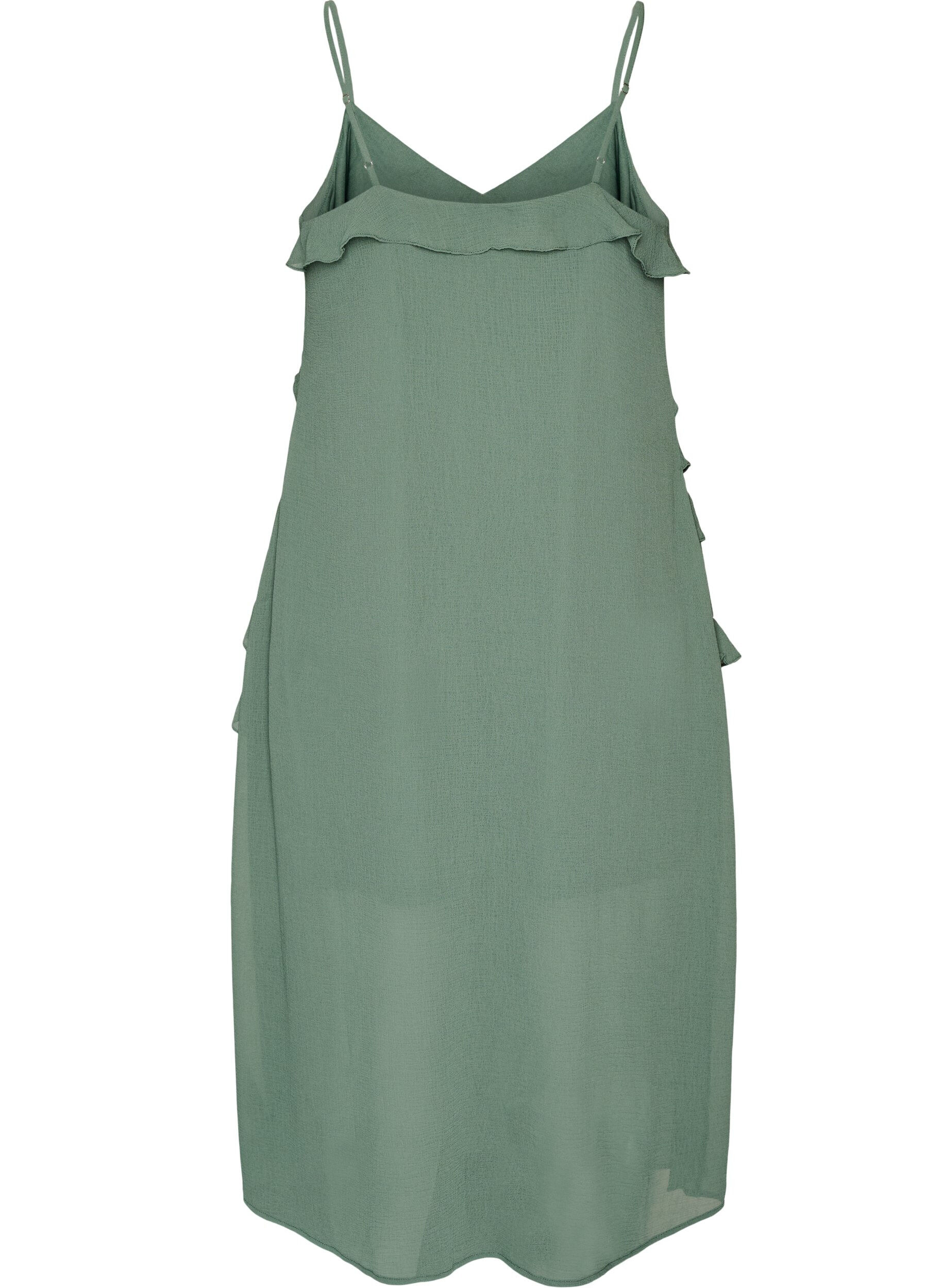 ZizziKleid aus Chiffon mit asymmetrischen R&uuml;schen, Gr&uuml;n, Packshot image number 1