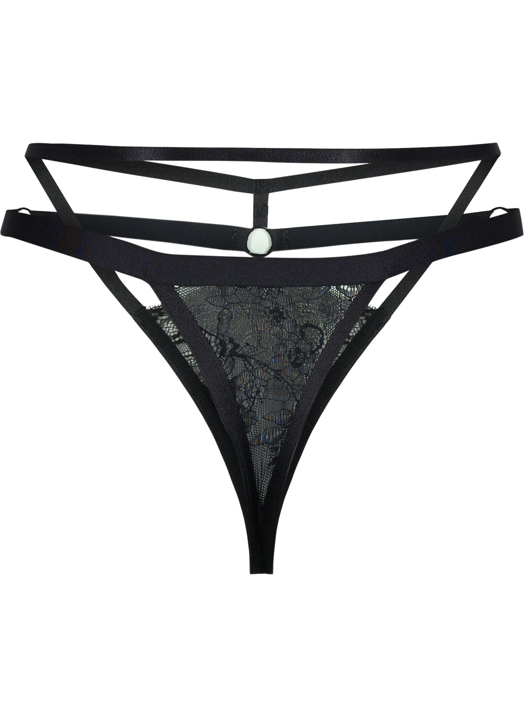 Zizzi G-String mit Spitze, Black, Packshot image number 1