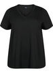 Kurzärmeliges T-Shirt mit V-Ausschnitt, Schwarz, Packshot image number 0