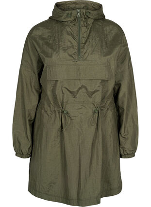 Langer Anorak mit Kapuze und Taschen - Grün - Gr. 42-64 - Zizzi