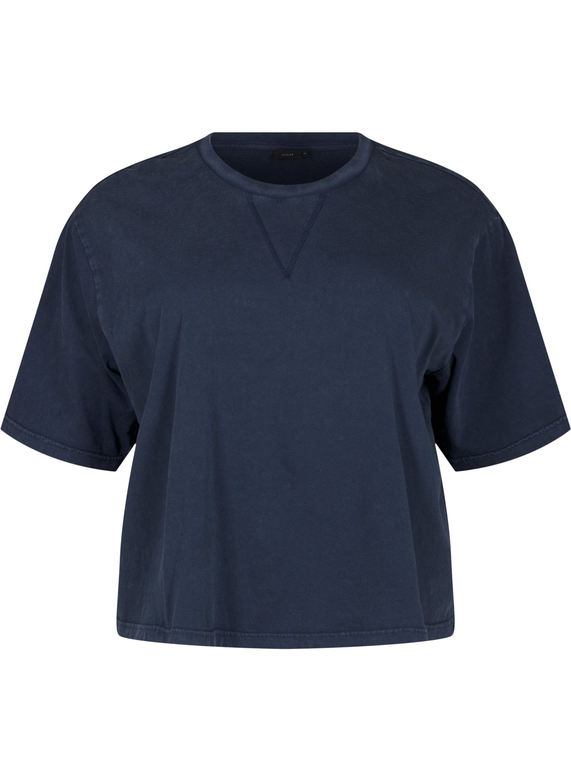 Zizzi Boxy T-Shirt aus Bio-Baumwolle, Blau, Packshot image number 0
