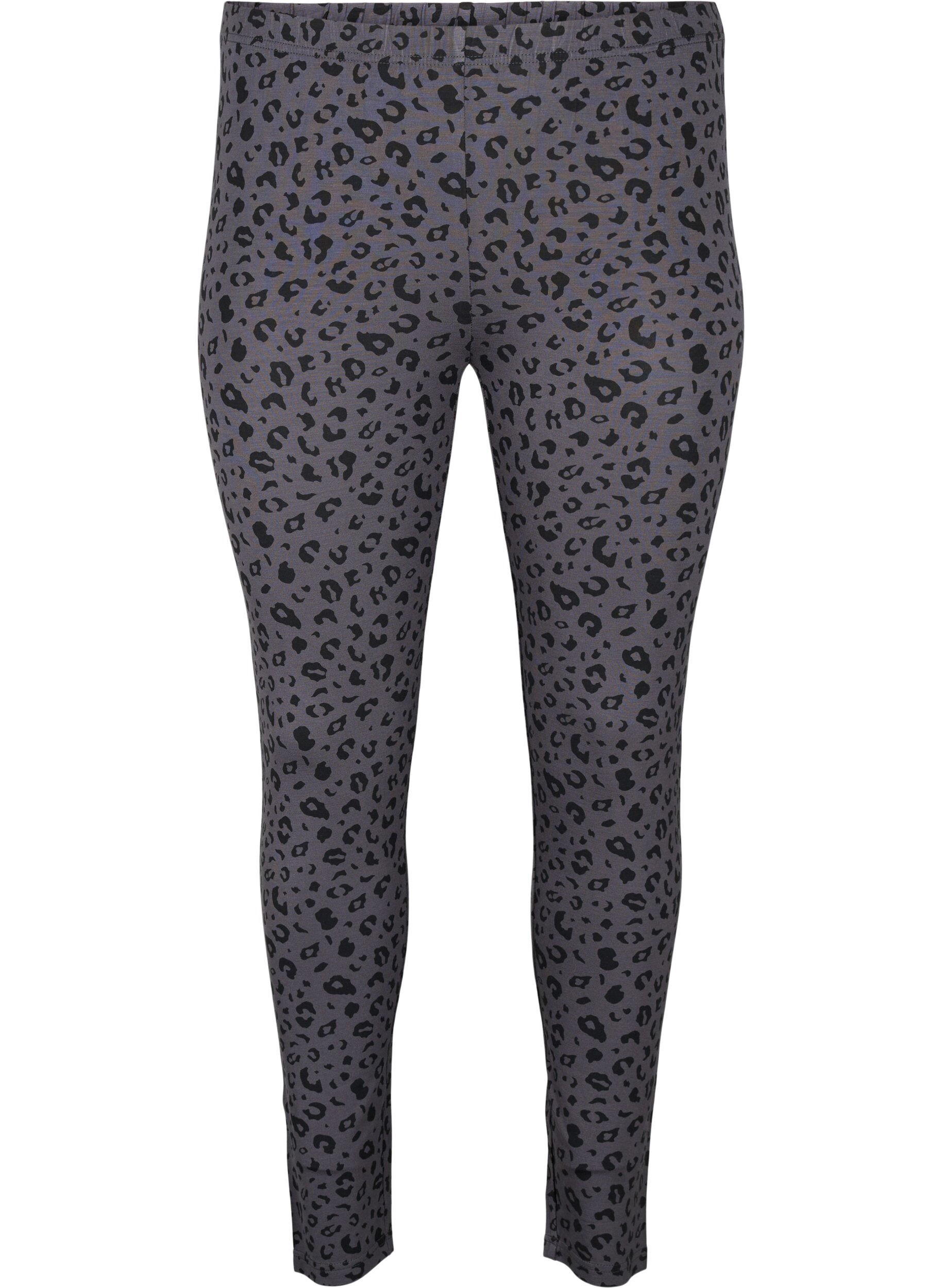 Zizzi Viskose Leggings mit Leopardendruck, Grau, Packshot image number 0