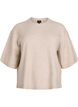 Locker sitzende Strickshirt mit kurzen Ärmeln, Beige, Packshot image number 0