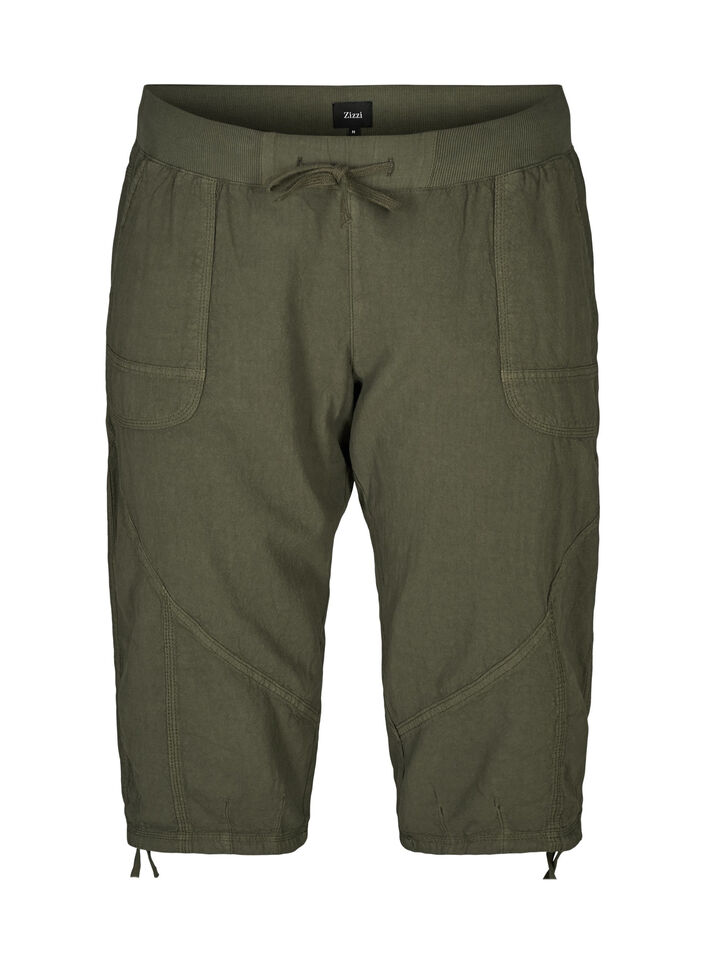 Capri-Hose aus Baumwolle, Gr&uuml;n, Packshot image number 0