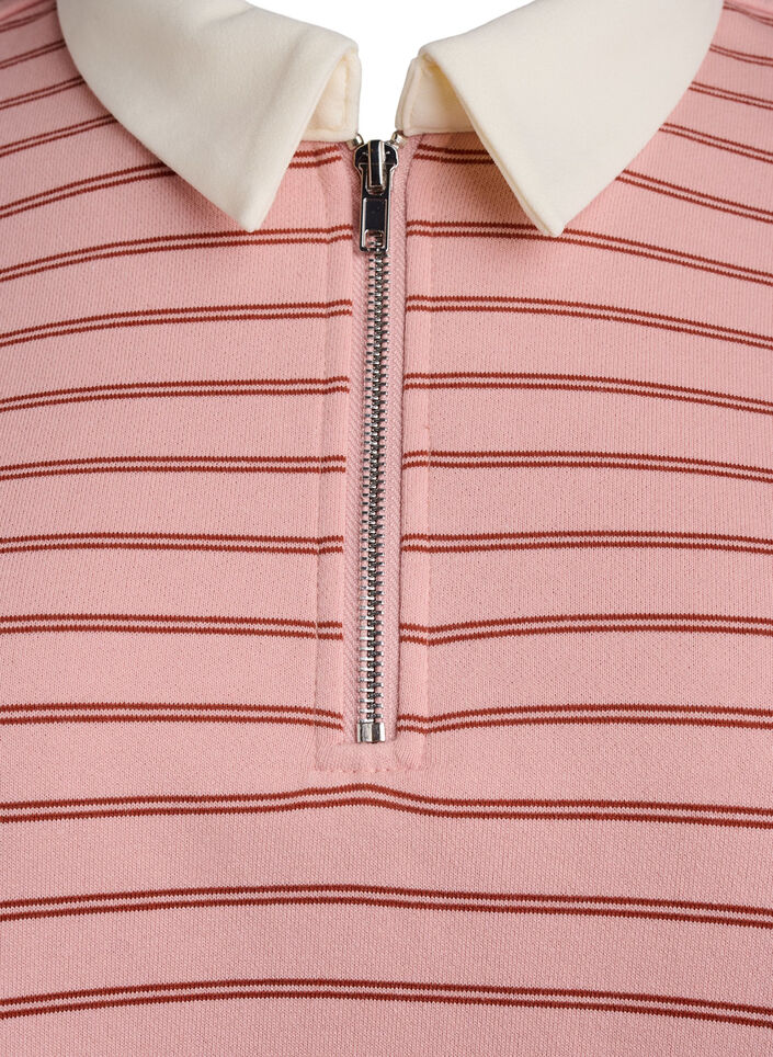 Poloshirt mit Streifen und Reißverschluss, Rot, Packshot image number 2