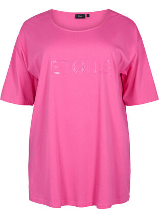 Overssize Baumwoll-T-Shirt mit Print	, Shocking Pink ÉTOILÉ, Packshot image number 0