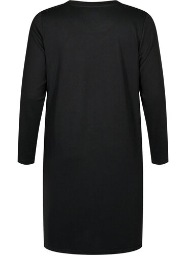 Langärmliges Jerseykleid mit Knöpfen, Black, Packshot image number 1