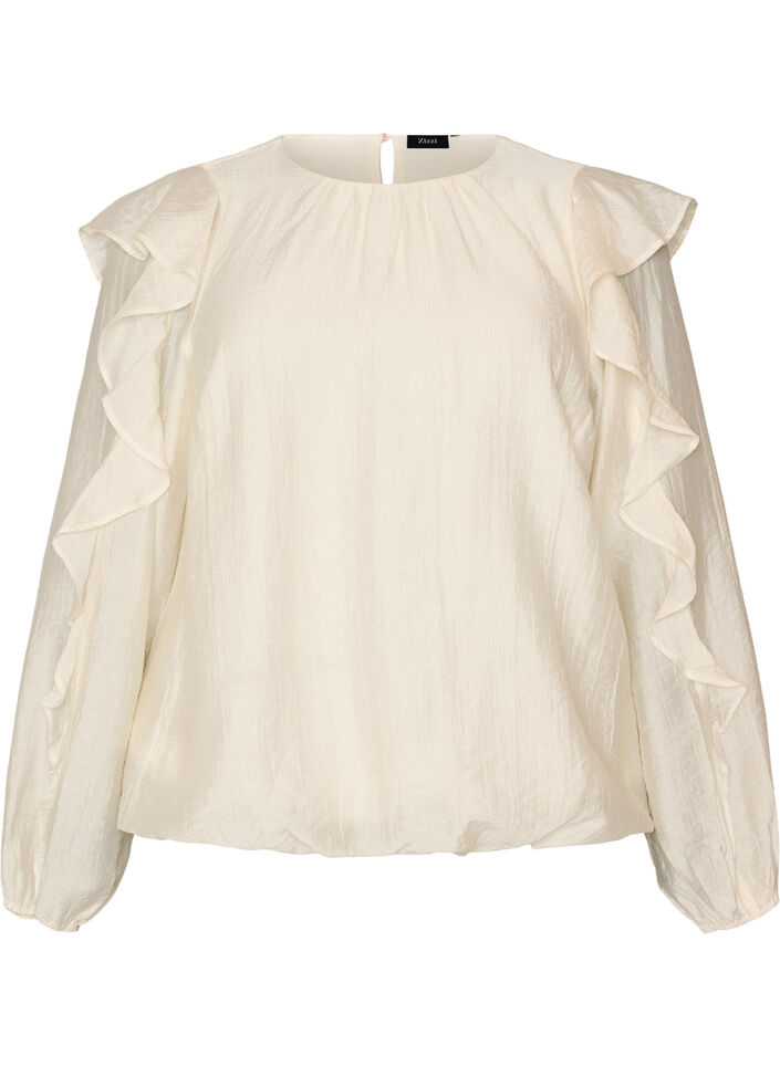 Ballonbluse mit R&uuml;schen, Vanille, Packshot image number 0
