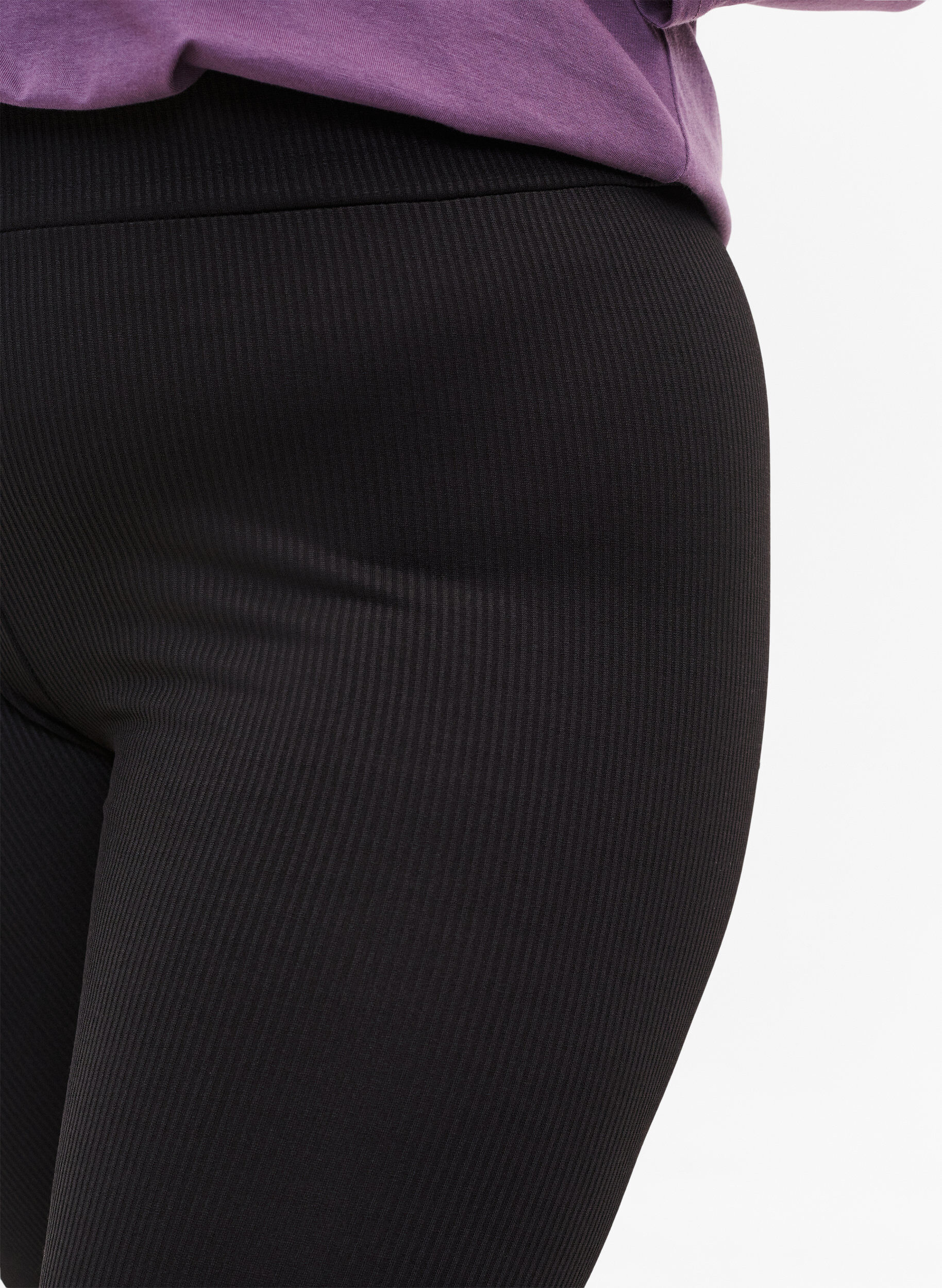 Zizzi Leggings mit Stretch Rippstruktur, Black, Model image number 1