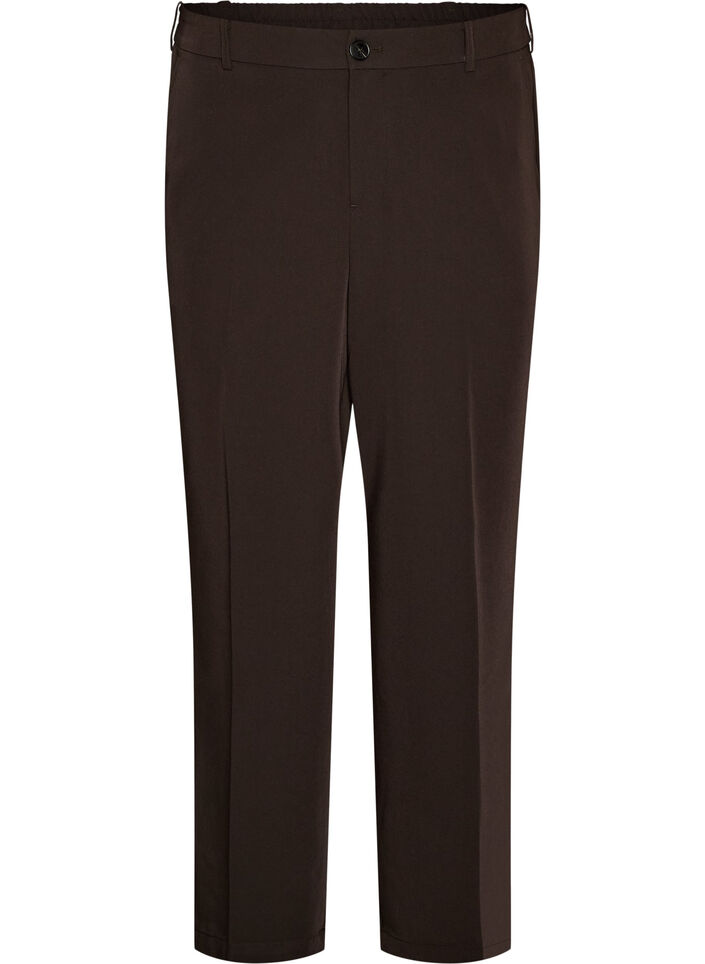 Hoch taillierte Hose mit B&uuml;gelfalten, Braun, Packshot image number 0