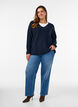 Strickbluse mit V-Ausschnitt und Raglan&auml;rmeln, Blau, Model image number 1
