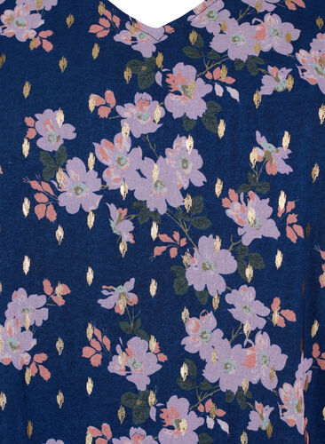 Geblümte Bluse mit langen Ärmeln und V-Ausschnitt, Blue Small Fl. AOP, Packshot image number 2