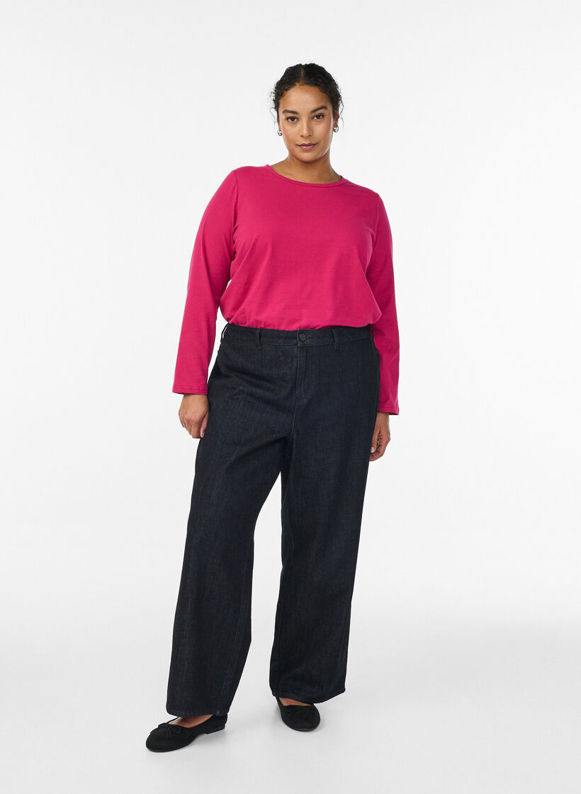 Basic Top aus Jersey mit langen &Auml;rmeln, Pink, Model image number 1